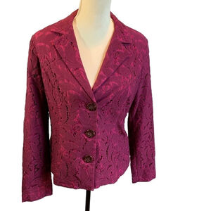 Womens Cabi lace overlay blazer fuscia size m